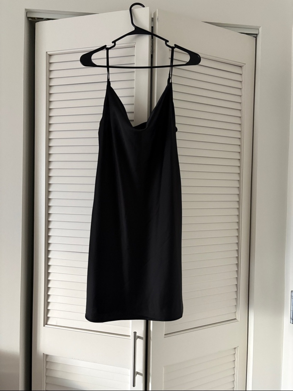 Black Cowl Neck Slip Mini Dress